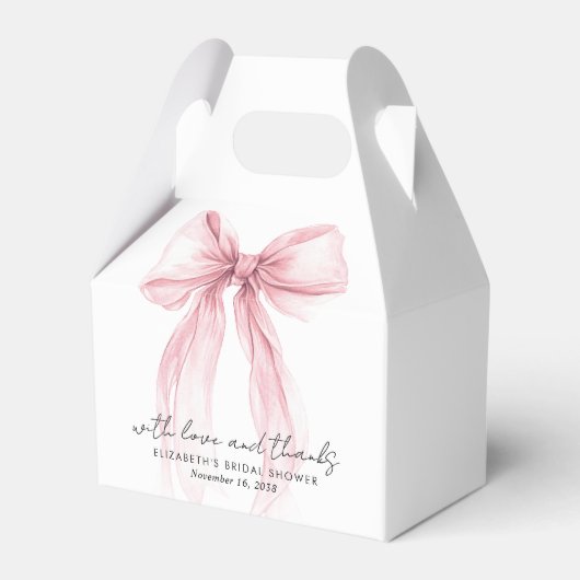 Roze Coquette Bow Vrijgezellenfeest Bedankt Bedankdoosjes (Voorkant Zijde)