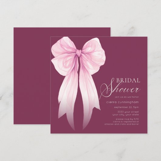 Roze Coquette Bow Vrijgezellenfeest Kaart (Voorkant / Achterkant)