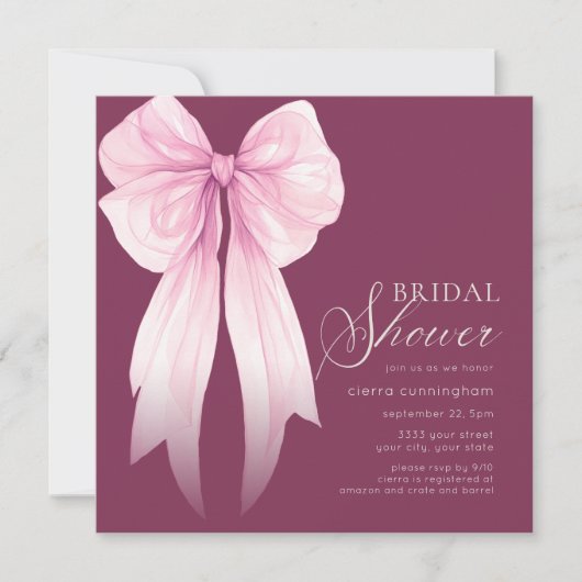 Roze Coquette Bow Vrijgezellenfeest Kaart (Voorkant)