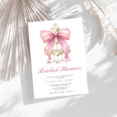 Roze Coquette Bow Vrijgezellenfeest Kaart