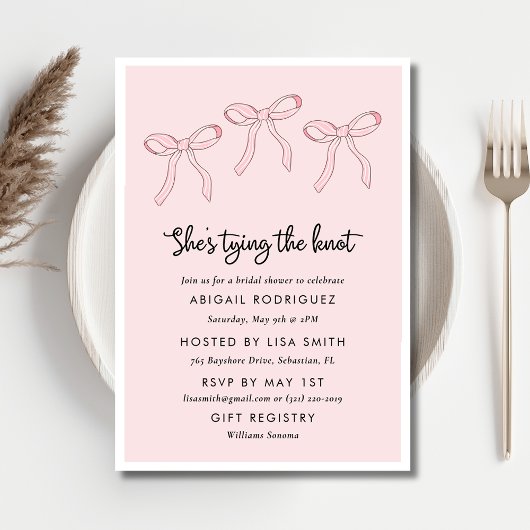 Roze Coquette Bow Vrijgezellenfeest Kaart