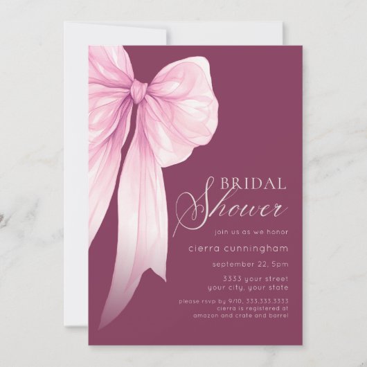 Roze Coquette Bow Vrijgezellenfeest Kaart (Voorkant)