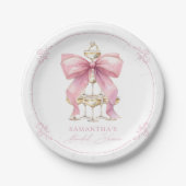 Roze Coquette Bow Vrijgezellenfeest Papieren Bordje (Voorkant)