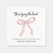 Roze Coquette Bow Vrijgezellenfeest Servet (Voorkant)