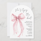 Roze Coquette Bow Waterverf Arch Vrijgezellenfeest Kaart (Voorkant)