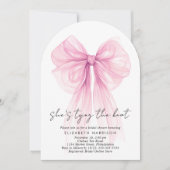 Roze Coquette Bow Waterverf Arch Vrijgezellenfeest Kaart (Voorkant)