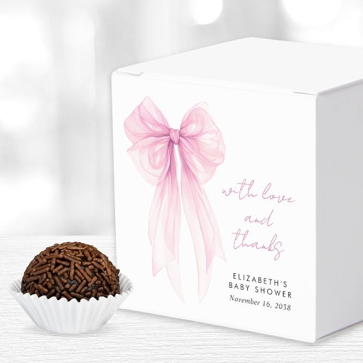 Roze Coquette Bow Waterverf Baby Meisje Douche Bedankdoosjes