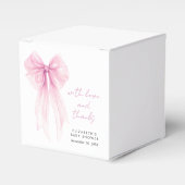 Roze Coquette Bow Waterverf Baby Meisje Douche Bedankdoosjes (Voorkant Zijde)