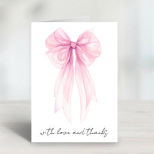Roze Coquette Bow Waterverf Baby Meisje Douche Bedankkaart
