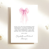 Roze Coquette Bow Waterverf Baby Meisje Douche Bedankkaart