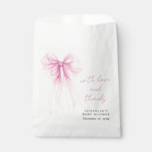 Roze Coquette Bow Waterverf Baby Meisje Douche Bedankzakje (Voorkant)