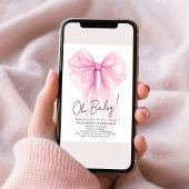 Roze Coquette Bow Waterverf Baby Meisje Douche Kaart