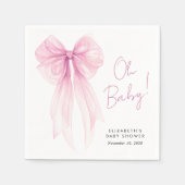 Roze Coquette Bow Waterverf Baby Meisje Douche Servet (Voorkant)