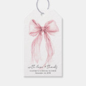 Roze Coquette Bow Waterverf Vrijgezellenfeest Cadeaulabel (Voorkant)