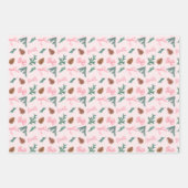 Roze Coquette Bows en Evergreen Pine Boughs Inpakpapier Vel (Voorkant 3)