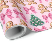 Roze Coquette Bows en Gingerbread Cadeaupapier (Rol Hoek)