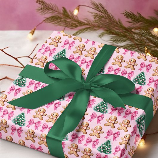 Roze Coquette Bows en Gingerbread Cadeaupapier