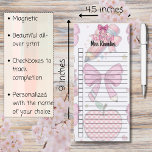 Roze Coquette Bows en Terug naar School To-Do Magnetisch Notitieblok<br><div class="desc">Gepersonaliseerde leraar Coquette Roze to-do lijst Magnetisch Notitieblok</div>