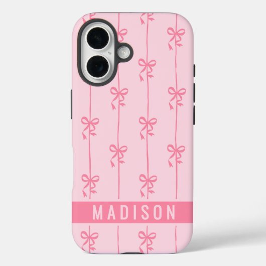 Roze Coquette Bows Moderne gepersonaliseerde naam  Case-Mate iPhone Case (Achterkant)