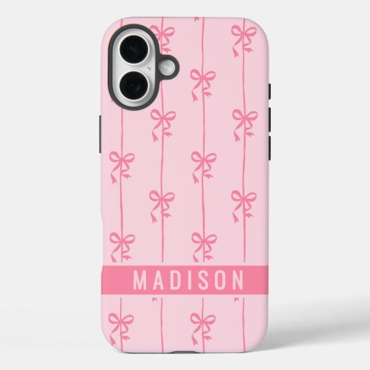 Roze Coquette Bows Moderne gepersonaliseerde naam  Case-Mate iPhone Case (Achterkant)