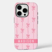 Roze Coquette Bows Moderne gepersonaliseerde naam  Case-Mate iPhone Case (Achterkant)