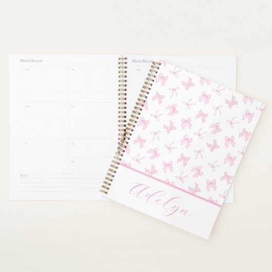 Roze Coquette Bows Personaliseer Planner (Display)