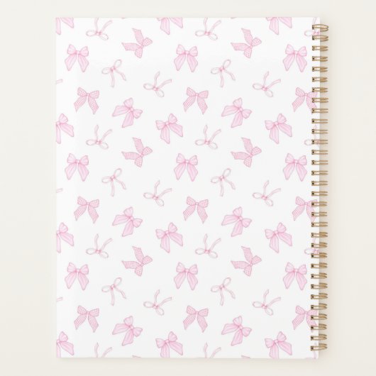 Roze Coquette Bows Personaliseer Planner (Achterkant)