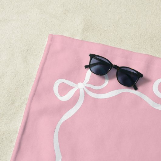 Roze Coquette Bows Strandlaken, Aangepaste naam Strandlaken (In situ)