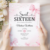 Roze Coquette Bows Sweet Sixteen Kaart