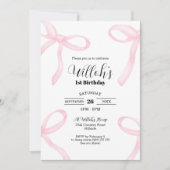 Roze Coquette Bows Verjaardag Uitnodiging (Voorkant)