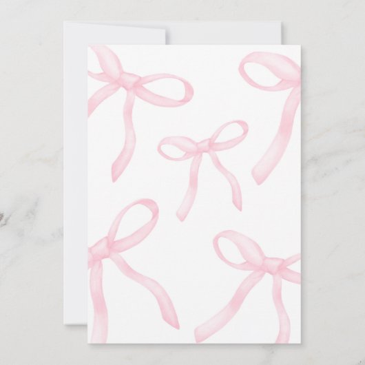 Roze Coquette Bows Verjaardag Uitnodiging (Achterkant)