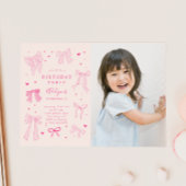 Roze Coquette Bows Verjaardagsfeest Foto Kaart