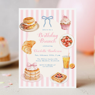 Roze Coquette Brunch Verjaardagsuitnodiging Kaart