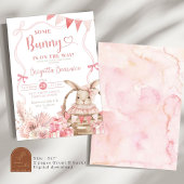 Roze Coquette Bunny Baby shower Uitnodiging
