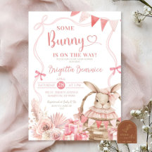 Roze Coquette Bunny Baby shower Uitnodiging