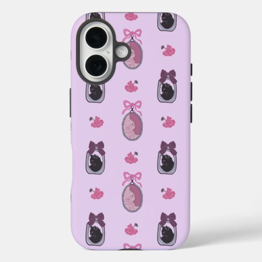Roze Coquette Cat iPhone 16 hoesje (Achterkant)