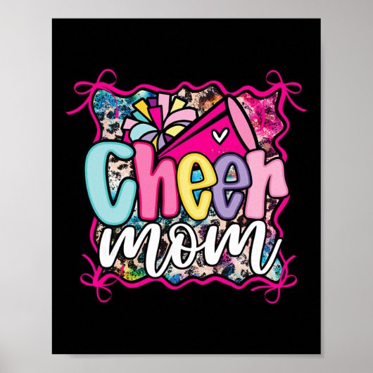 Roze Coquette Cheer Moeder Mama Cheerleading Pom M Poster (Voorkant)