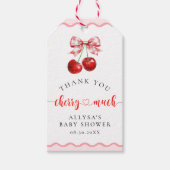 Roze Coquette Cherry Baby shower Dank u Cadeaulabel (Voorkant)
