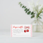 Roze Coquette Cherry Baby shower Luier Raffle Informatiekaartje (Staand voorkant)