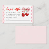 Roze Coquette Cherry Baby shower Luier Raffle Informatiekaartje (Voorkant / Achterkant)