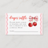 Roze Coquette Cherry Baby shower Luier Raffle Informatiekaartje (Voorkant)