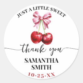 Roze Coquette Cherry Baby shower Party Favoriet Ronde Sticker