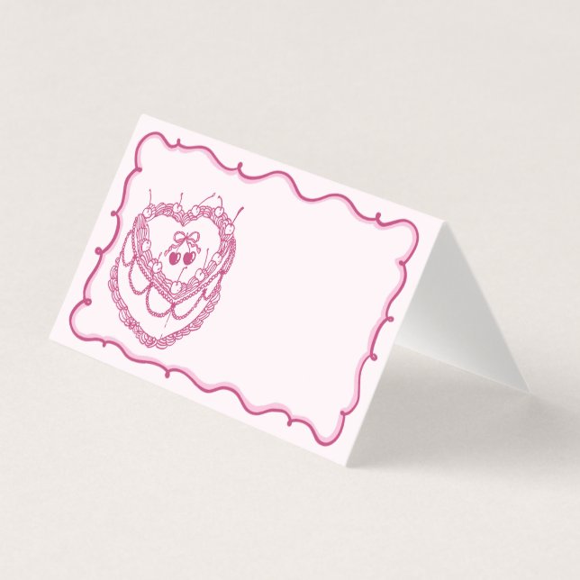 Roze Coquette Cherry Cake Bachelorette Plaatskaart Kaart (Voorkant)