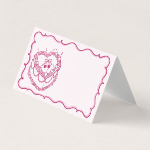Roze Coquette Cherry Cake Bachelorette Plaatskaart Kaart