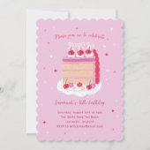 Roze  Coquette Cherry Cake Verjaardag Kaart (Voorkant)