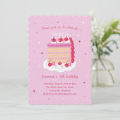 Roze  Coquette Cherry Cake Verjaardag Kaart (Staand voorkant)