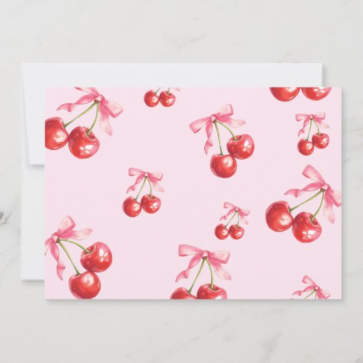 Roze Coquette Cherry Eerste Verjaardag Foto Kaart (Achterkant)