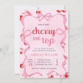 Roze Coquette Cherry op Top Baby shower Invitation Kaart (Voorkant)