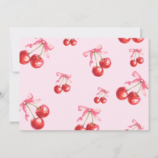 Roze Coquette Cherry op Top Verjaardag Foto Kaart (Achterkant)