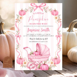 Roze Coquette Cottage Herfst Pompoen Baby Shower Kaart